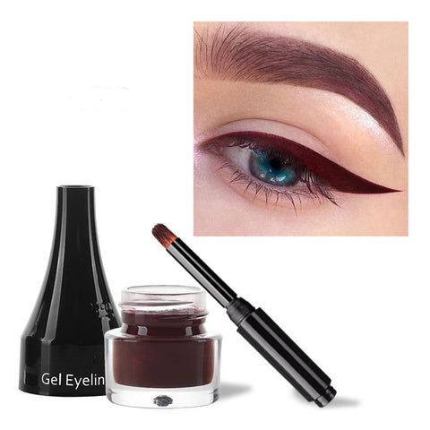 MAEPEOR Gel Eyeliner 10 Colors Smooth Cream Matte Eyeliner Gel Longlasting Waterproof and Smudgeproof High Pigment Eyeliner with Brush (09 Wine)