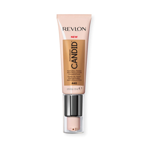 Revlon PhotoReady Candid Natural Finish Foundation, with Anti-Pollution, Antioxidant, Anti-Blue Light Ingredients, 440 Caramel, 0.75 fl. oz.