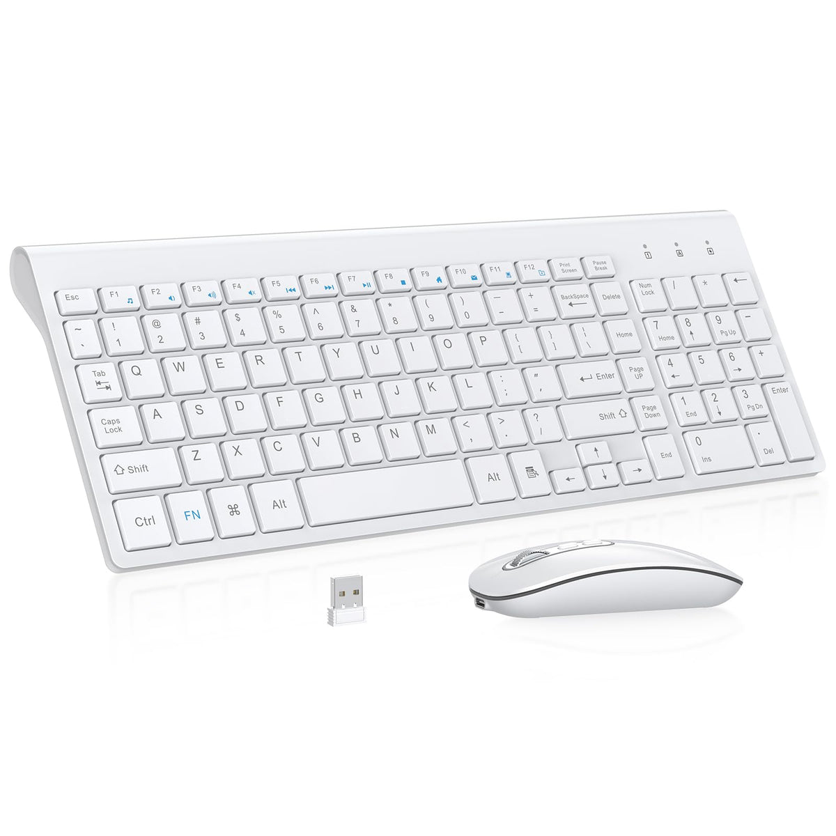 cimetech Wireless Keyboard and Mouse, [Rechargeable Mouse][Silent Scissor Switch Key][Labor-Saving Buttons]Ultra Slim Wireless Computer Keyboard and Mouse, Easy Setup for PC/Laptop/Mac/Windows - White