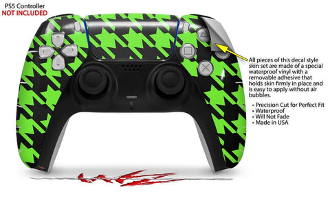 WraptorSkinz Skin Wrap Compatible with Sony PS5 DualSense Controller Houndstooth Neon Lime Green on Black (Controller NOT Included)