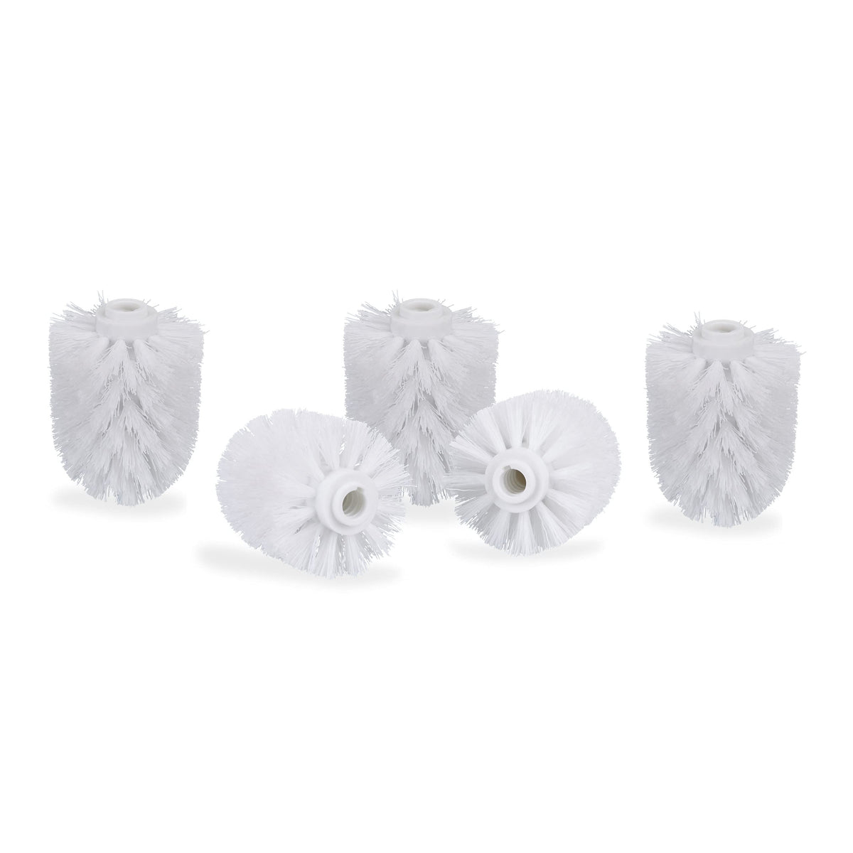 Relaxdays Set of 5 toilet brush heads, loose toilet brushes, 12 mm thread, replacement brush head diameter 7 cm, white