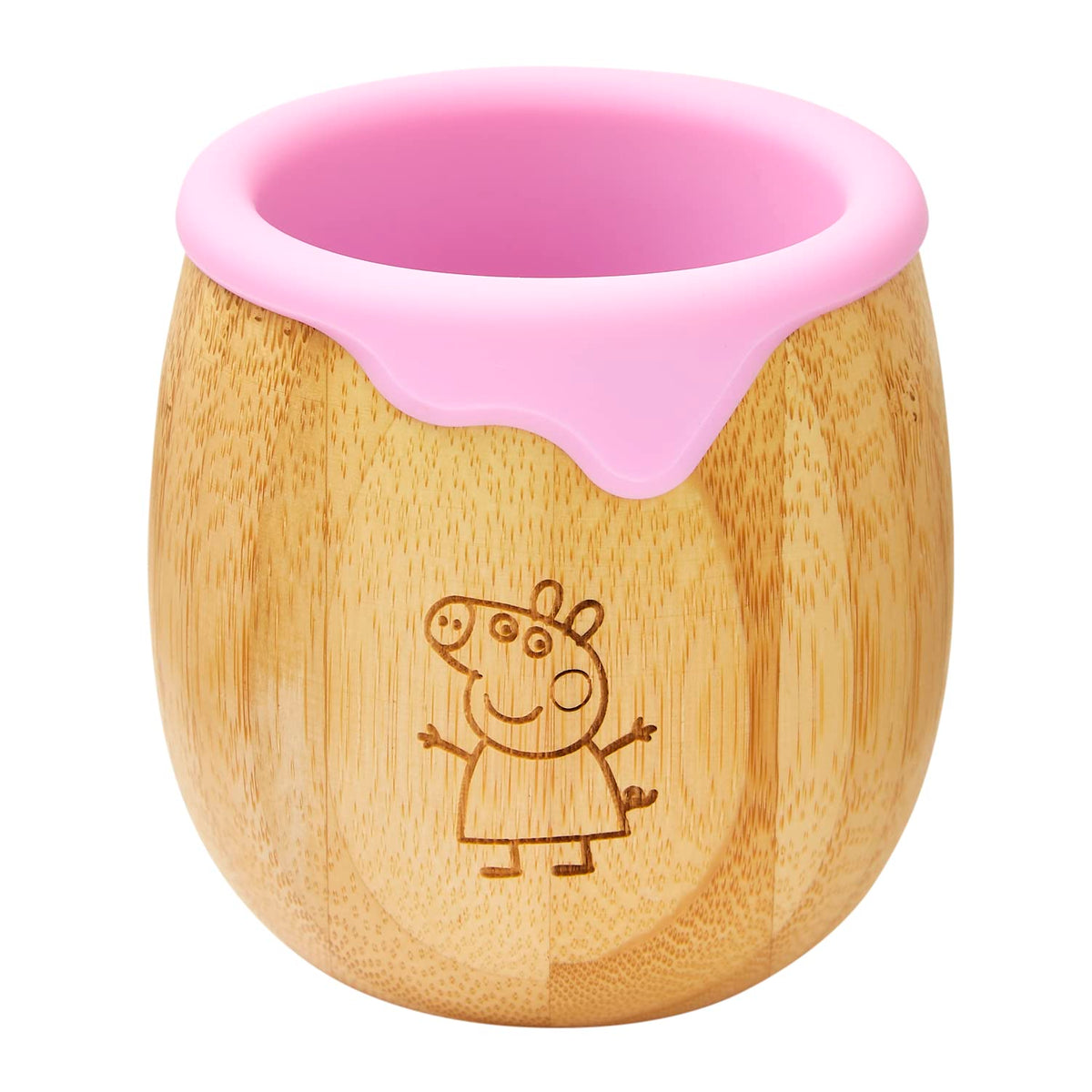 bamboo bamboo X Peppa Pig Baby and Dinky Toddler Cup, Peppa Pig Bamboo Sippy Cup for Toddlers, with Silicone Drip Rim for Teeth and Gum Protection, 150ml Capacity (Peppa Pig, Pink)