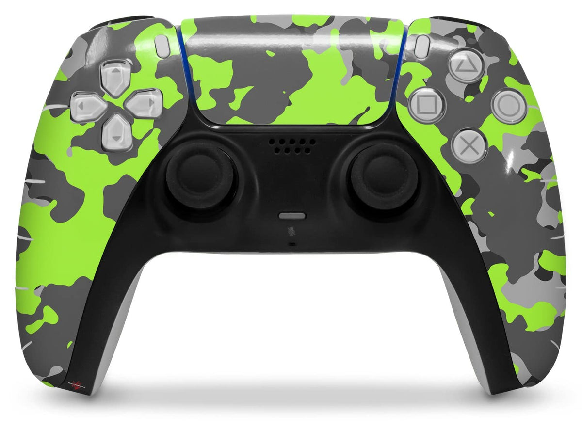 WraptorSkinz Skin Wrap Compatible with Sony PS5 DualSense Controller WraptorCamo Old School Camouflage Camo Lime Green (Controller NOT Included)