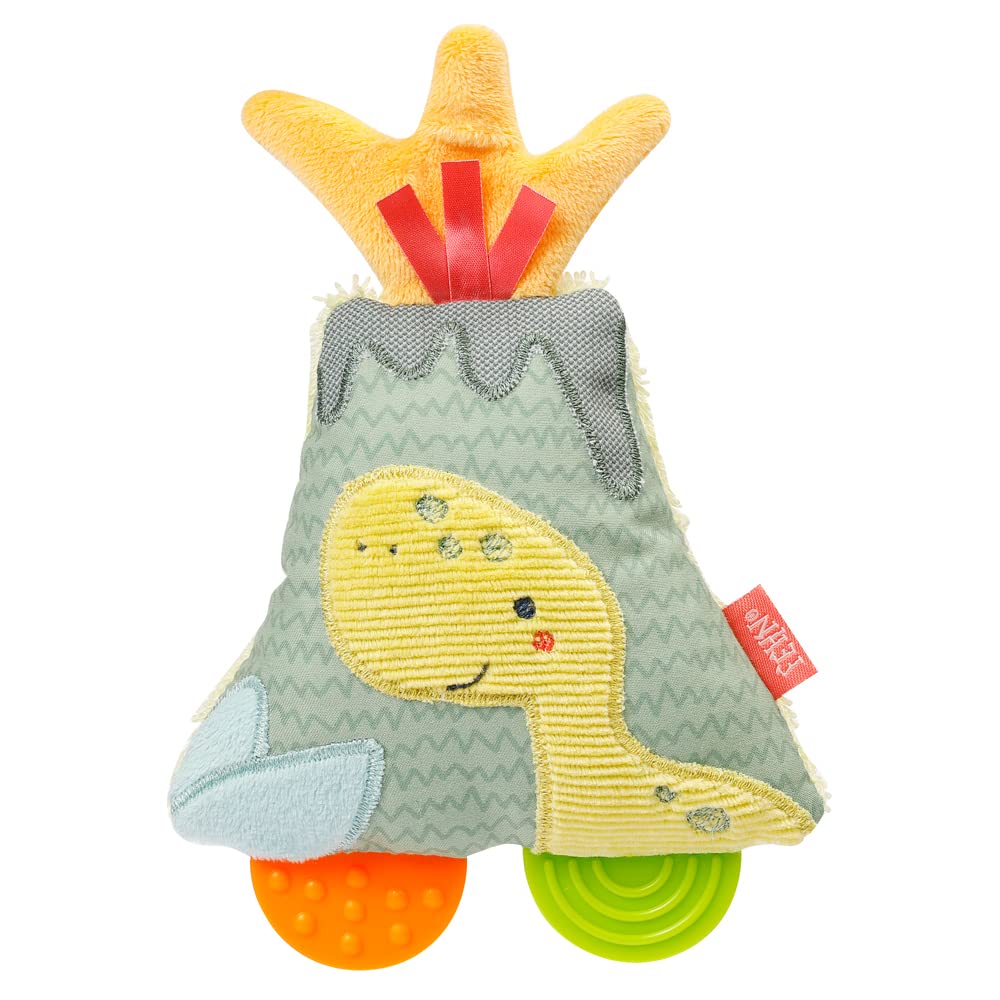 Fehn 051131 Volcano Grasping Toy with Beether - Baby Toy with Rattle, Squeaker and Soft Teether - Educational Toy & Teething Aid - Perfect Companion for Babies and Toddlers from 0+ Months