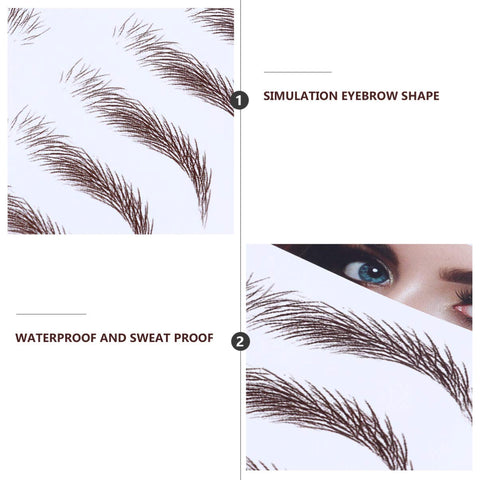 Beaupretty 4pcs 6D Hair Like Authentic Eyebrows Waterproof Eyebrow Semi Permanent Tattoo Stickers Brow Shaper for Women Men Makeup (Pattern 1)