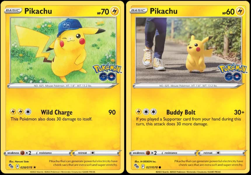 Pikachu 028/078 (Foil) & 027/078 - Pokemon Go - x2 Card Lot