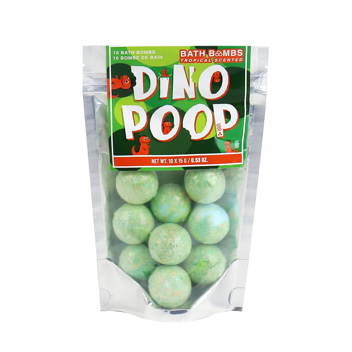 Gift Republic Dinosaur Poop Bath Bombs Tropical Scented Mini Green Bath Bombs for Kids Fun Bathtime Fizzies 10 Pack for Boys Girls Pampering Gift Set