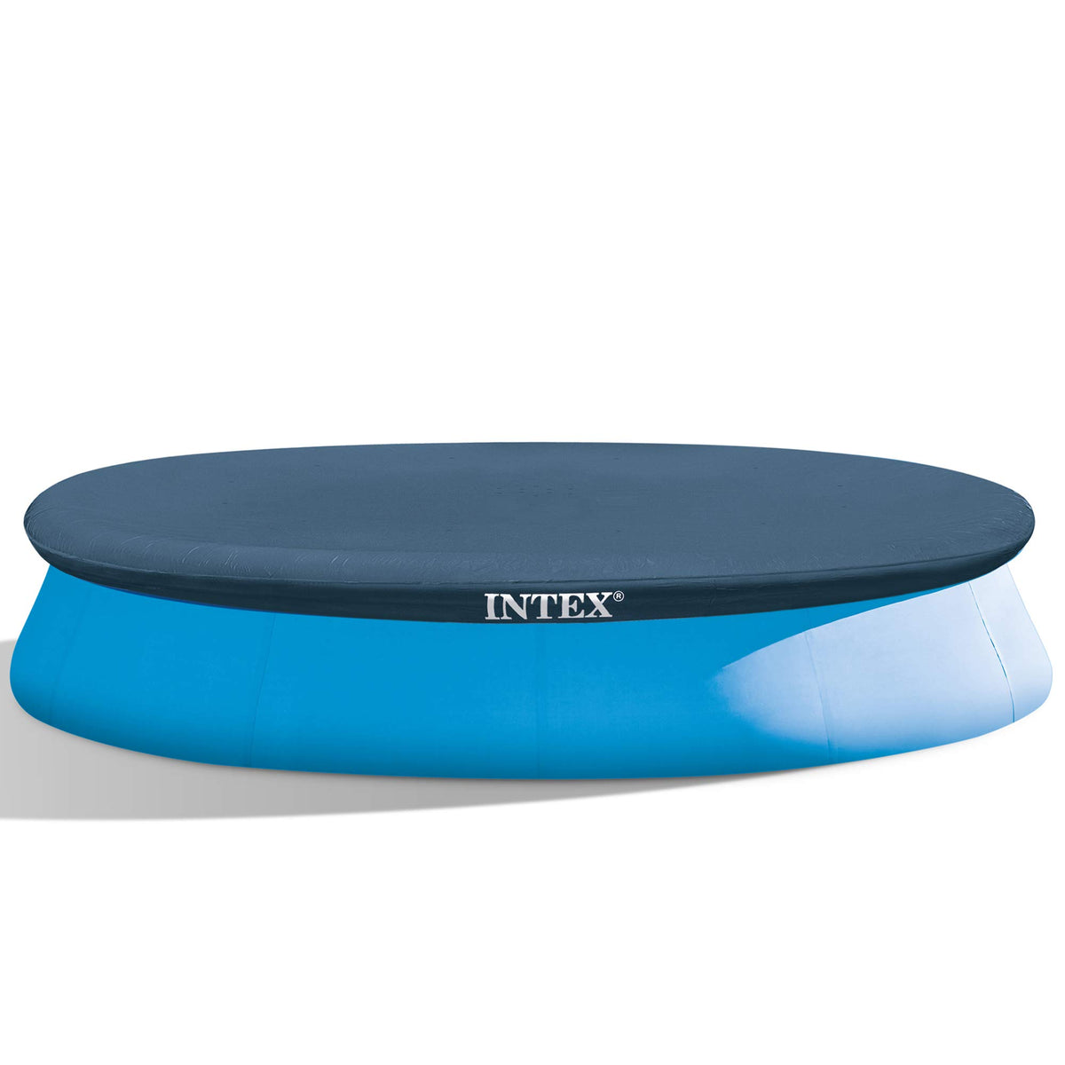 INTEX 28022E Pool Cover: For 12ft Round Easy Set Pools - Includes Rope Tie - Drain Holes - 12in Overhang - Snug Fit