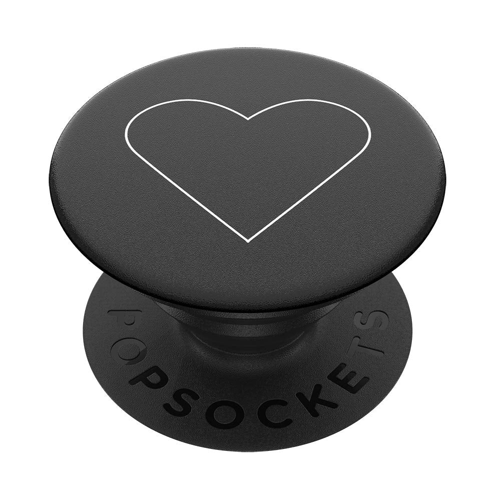 PopSockets Phone Grip with Expanding Kickstand, White Heart Black