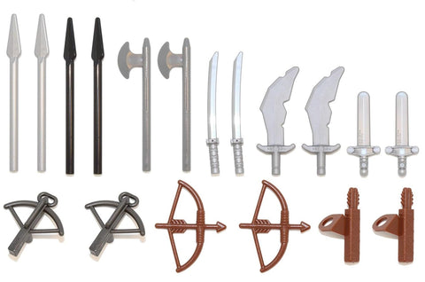 LEGO Castle Knights Weapon Pack (Spears, Axes, Swords, Crossbows, Bow and Arrows, Quivers, Lances, Shields)