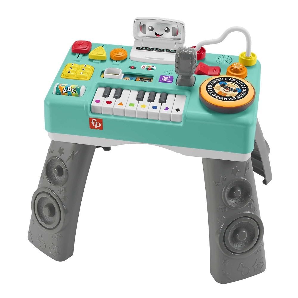 Fisher-Price Baby & Toddler Activity Table, Laugh & Learn Mix & Learn DJ Table, Musical Learning Toy with Lights & Sounds, UK ENGLISH Version, HRB66