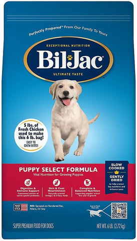 Bil-Jac Puppy Food 6lb (2-Pack) Dry Dog Food Puppy Select Formula - Real Chicken 1st Ingredient, Easy to Chew Bites, Small Breed or Large Breed - Super Premium Since 1947