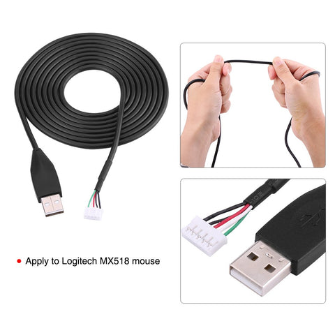 Richer-R USB Mouse Cable,2 Meters USB Mouse Line Wire Cable Replacement Repair Accessory with Material Provides Stable Performance. for Logitech MX518 Game Mouse