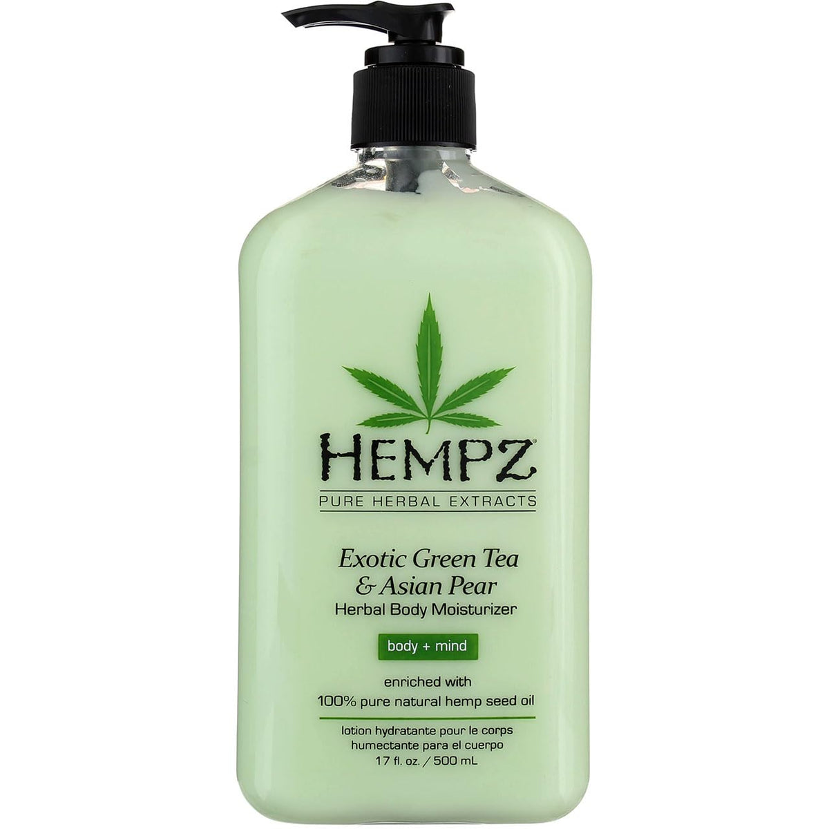 Hempz Body Moisturizer Green Tea and Asian Pear 17 Ounce Pump (500ml) (Pack of 2)