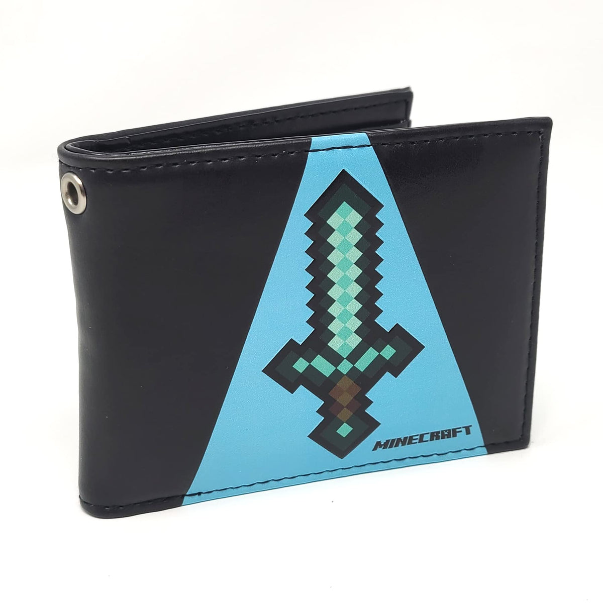 Minecraft Diamond Sword in blue light Bi-Fold Faux Leather Wallet