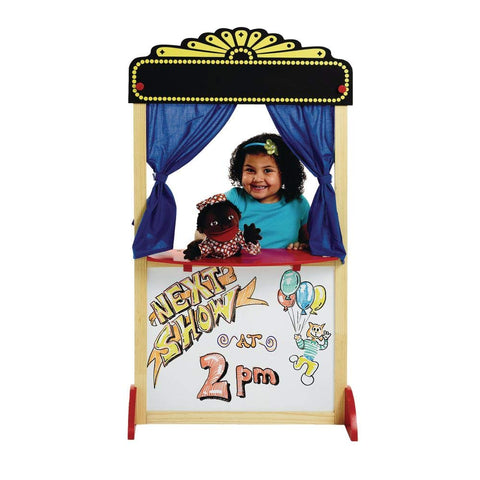 Excellerations Free-Standing Dramatic Play Puppet Theater with Dry Erase Panel and Curtains, Educational Toy, Pretend Play, Preschool (Item # MATINEE)