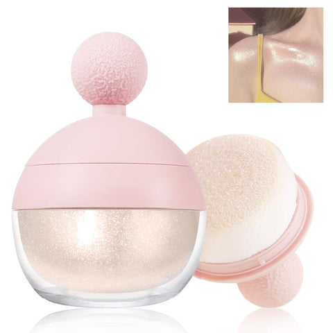 HOSAILY Highlighter Makeup Powder, Body Shimmer Sparkle Face Highlighter Powder ball, High Gloss Shiny Illuminator Cosmetic for Christmas Party Rave, Multi-Use Diamond Glitter Makeup Gift for Women02#