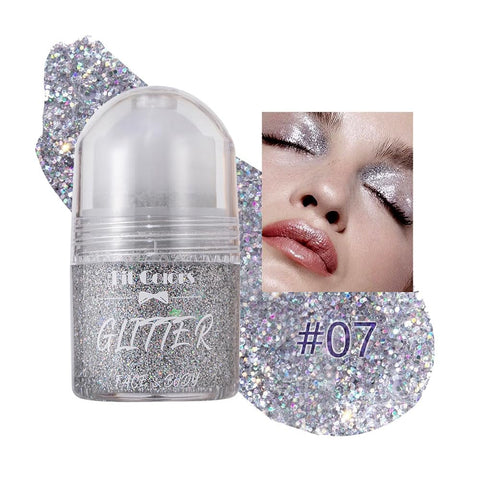 Body Glitter Gel, Roll-on Face Glitter Sequins for Concert Merch Festival Rave Accessories, Holographic Hair Glitter Gel,Body Shimmer Sparkling Halloween Mermaid Makeup for Rave Party (Silver)