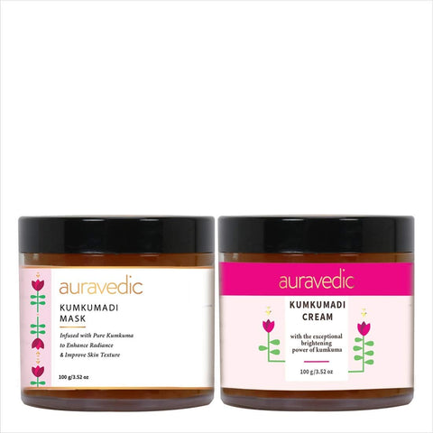 AURAVEDIC Kumkumadi Total Radiance Kumkumadi Cream & Kumkumadi Mask, Each 100 Gm from kumkumadi face oil for glowing skin (Combo of 2)