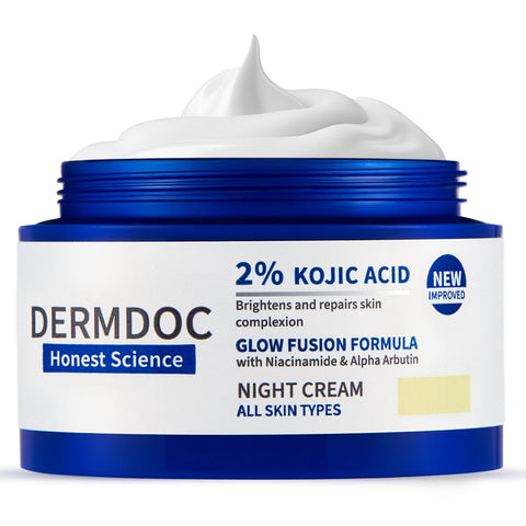 DERMDOC 2% Kojic Acid Night Cream (50g) | With Niacinamide & Alpha Arbutin