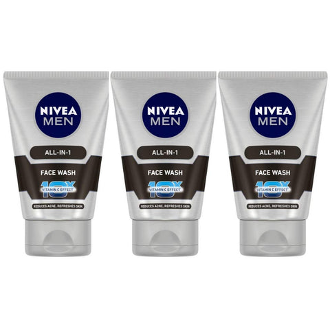 NIVEA Men All-In-1 Face Wash, 100 g (Pack of 3)