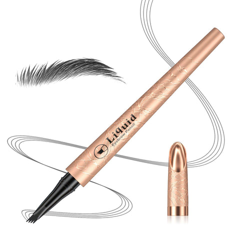 Eyebrow Pencil Microblade Eyebrow Pen, Eyebrow Pen Micro 4 Point Brow Pen Lift & Snatch, Smudge-proof Natural Eyebrow Hair, Brow Microfilling Eyebrow Pen, Waterproof Long-Lasting (Gray)