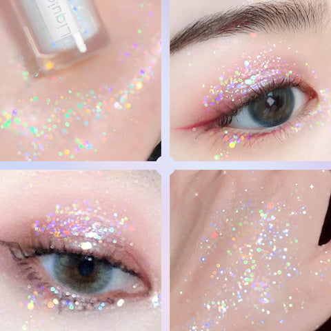 HOSAILY Liquid Glitter Eyeshadow, Pigmented, Long Lasting Sparkling Shimmer Loose Glitter Glue for Crystals Eye Korean Makeup, Tear Drop Liquid Eyeshadow Makeup (01#)