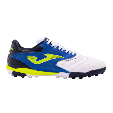 Joma - Unisex Soccer Turf Shoes for Synthetic Surfaces and Carpet, Durable PVC Upper, Breathable Design, Rubber Sole Royal White