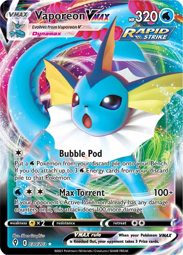 Vaporeon VMAX - 030/203 - Ultra Rare - Sword & Shield - Evolving Skies