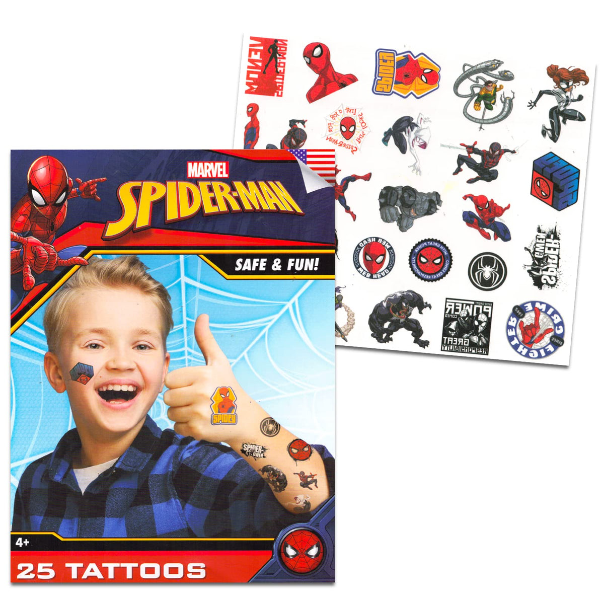 Marvel Spiderman Temporary Tattoos Party Favor Set (150 Spider-Man Temporary Tattoos)