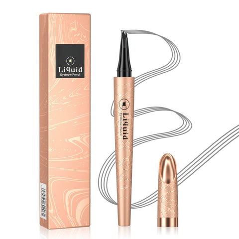 Eyebrow Pencil Microblade Eyebrow Pen, Eyebrow Pen Micro 4 Point Brow Pen Lift & Snatch, Waterproof Long-Lasting Brow Microfilling Eyebrow Pen, Smudge-proof Natural Eyebrow Hair (Gray)