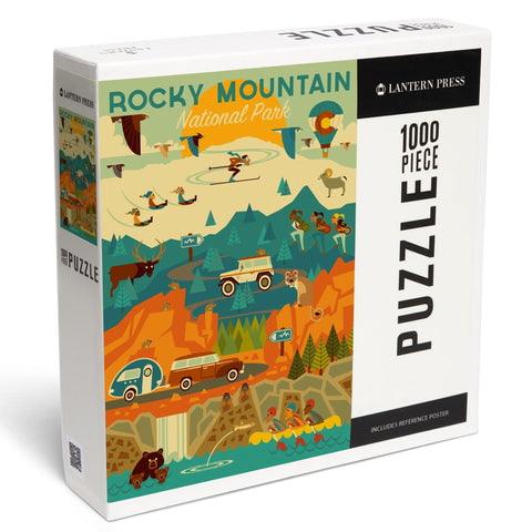 Rocky Mountain National Park, Colorado, Geometric National Park Series (1000 Piece Puzzle, Challenging Jigsaw Puzzle for Adults, Made in USA)