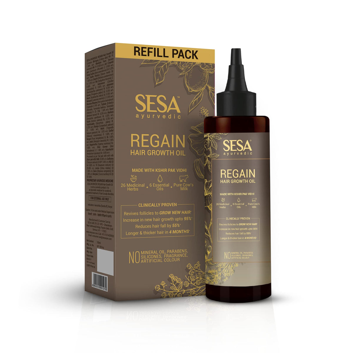 SESA Regain ayurvedic oil Refill 100 ml I Helps Reduces Hairfall I Boosts Hair Growth I Natural I Ayurvedic certified | Clinically Proven