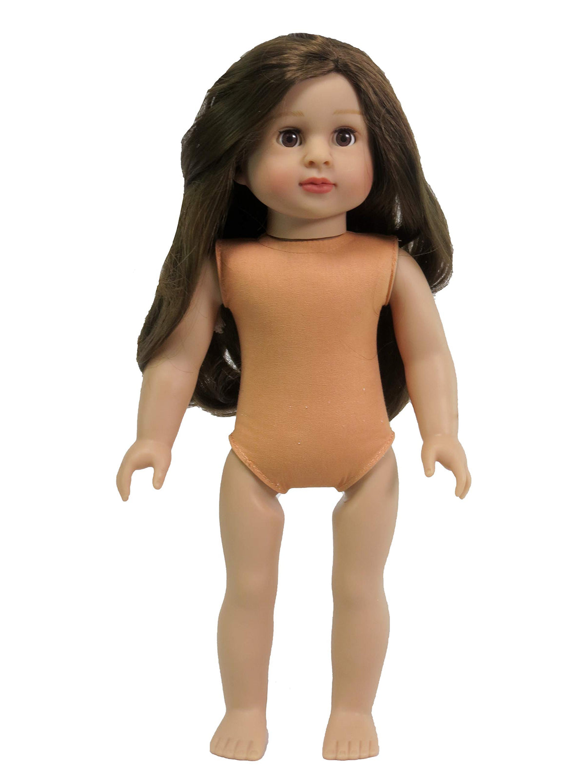 American Fashion World 18-Inch 'Isabella' Vinyl Posable Girl Doll with Long Brunette Hair | Undressed Doll | Premium Quality & Design