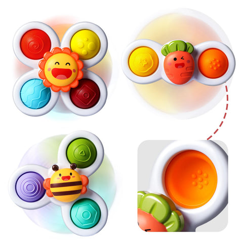 3PCS ALASOU Pop Up Suction Cup Spinner Toys for 1 Year Old Boy  Girl