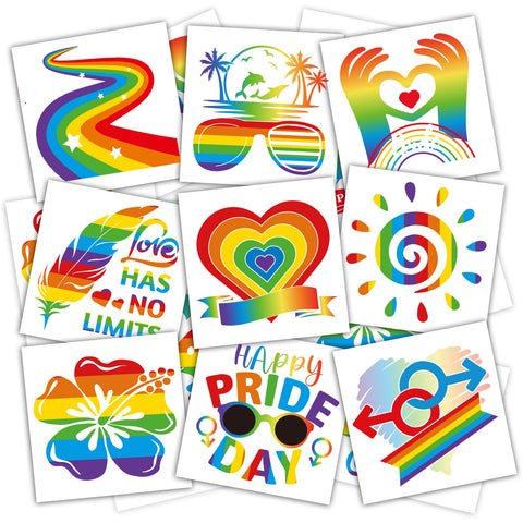 Konsait 96 PCS Pride Tattoos Temporary Rainbow Tattoos for Men and Women Pride Accessories Gay Pride Temporary Tattoos Fake Tattoos Pride Parade Pride Stickers Butterfly Love Pride Day Party Rave