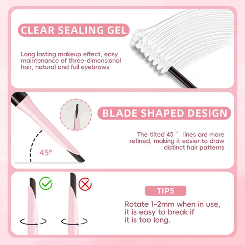 HOSAILY 2-in-1 Waterproof Brown Brow Pencil and Clear Sealing Brow Gel, Natural Defines Blade Tip Eyebrow Pencil Double Ended Brow Pen for Women Makeup