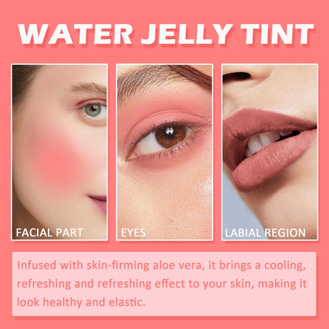 Lingyun 2 Pcs Cooling Water Jelly Tint,Multi-Use Cheek and Lip Stain-Chill Rose&Red Water Jelly Blush Lip Gloss,Creates A Moist Watercolor Effect-1,000+ Swipes Per Stick Vivid Color