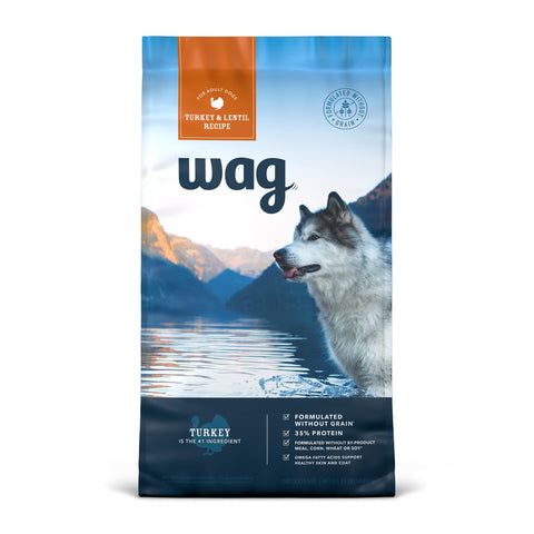 Amazon Brand - Wag Dry Dog Food Turkey & Lentil Recipe, 24 Pound (Pack of 1)