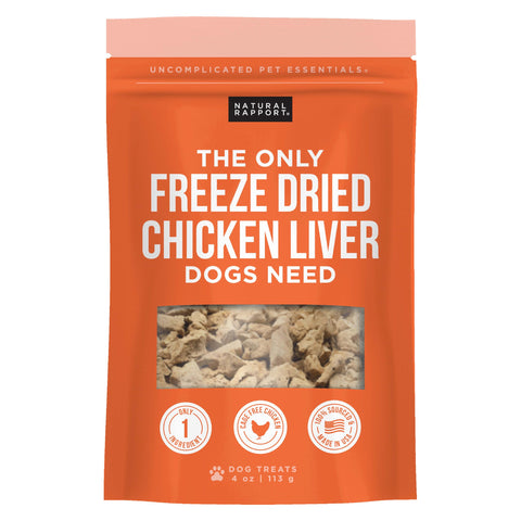 Natural Rapport Chicken Liver Dog Treats - The Only Freeze Dried Chicken Liver Dogs Need - Grain-Free Chicken Bites, Dog Treats for Small and Large Dogs (4 oz.)