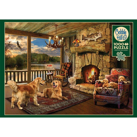 Cobble Hill 1000 Piece Puzzle - Lakeside Cabin - Sample Poster Included