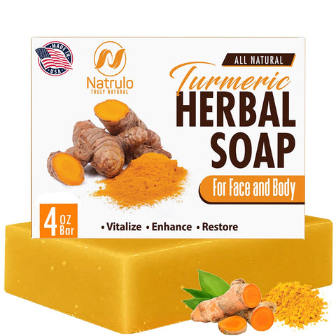 Turmeric Soap Bar for Face & Body - All Natural Turmeric Skin Soap - Turmeric Face Soap Reduces Acne, Brightens Scars & Cleanses Skin - 4 Oz Turmeric Bar Soap for All Skin Types Made in USA