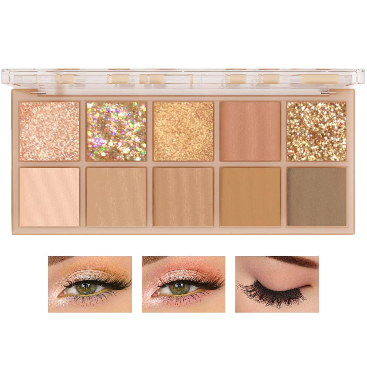 LZYLLS 10 Shades Nude Matte Eyeshadow Palette,Shimmer Naked Eyeshadow Palette,Eye Shadow Palette Natural Flash Waterproof Smoked Professional Makeup Palette With Brush 02