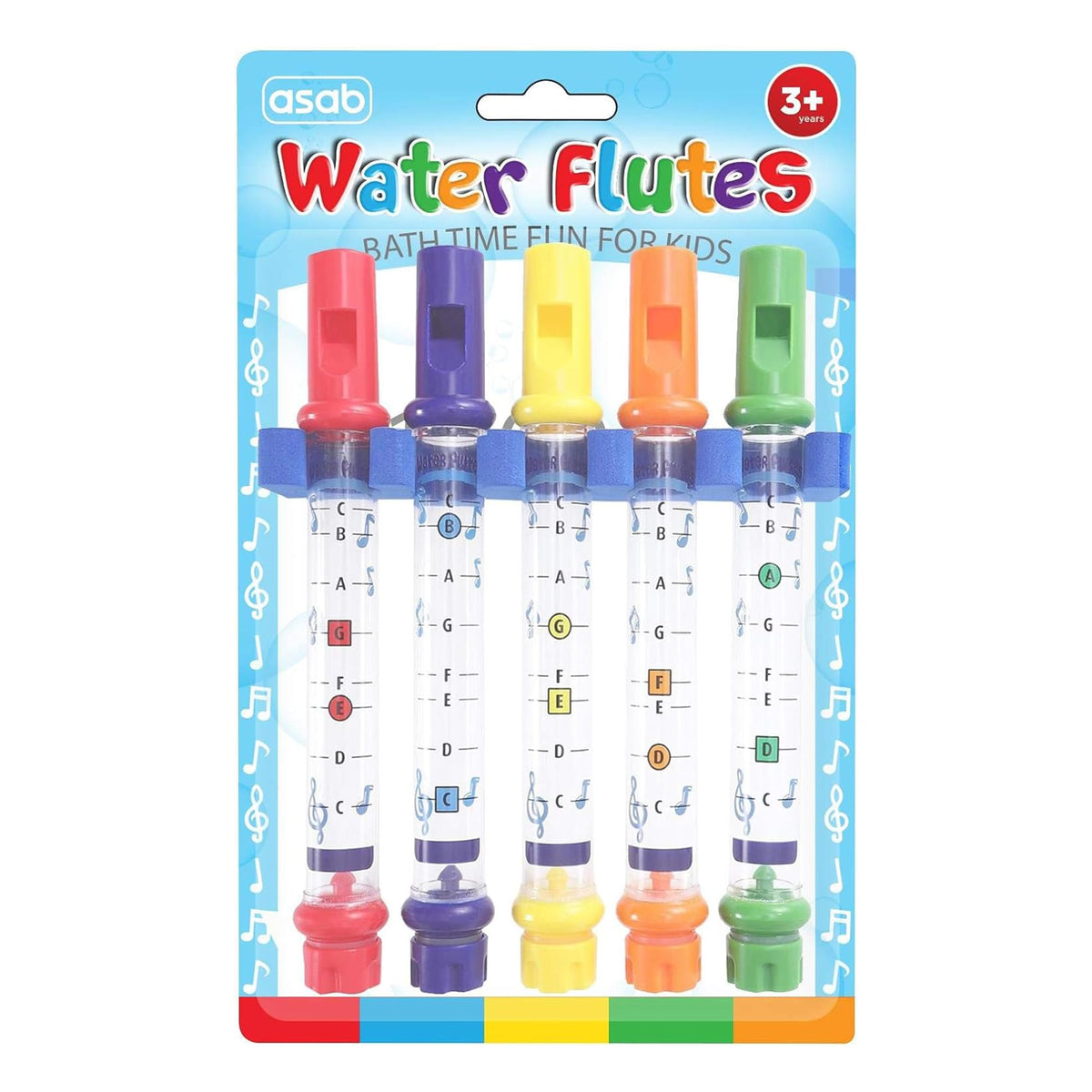 ASAB Pack of 5, Bath Water Flutes (Toy for Kids To Have Bath!) Inc Music Sheets