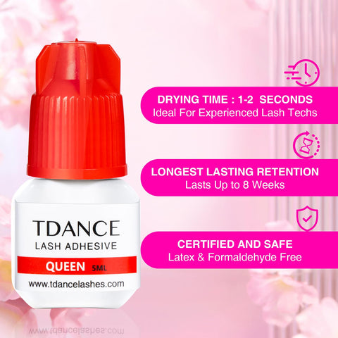 TDANCE Eyelash Extension Glue / 1-2 Sec Dry/Retention - 8 Weeks/Lash Extension Glue for Professional Use Only (0.17 fl. oz / 5ml)