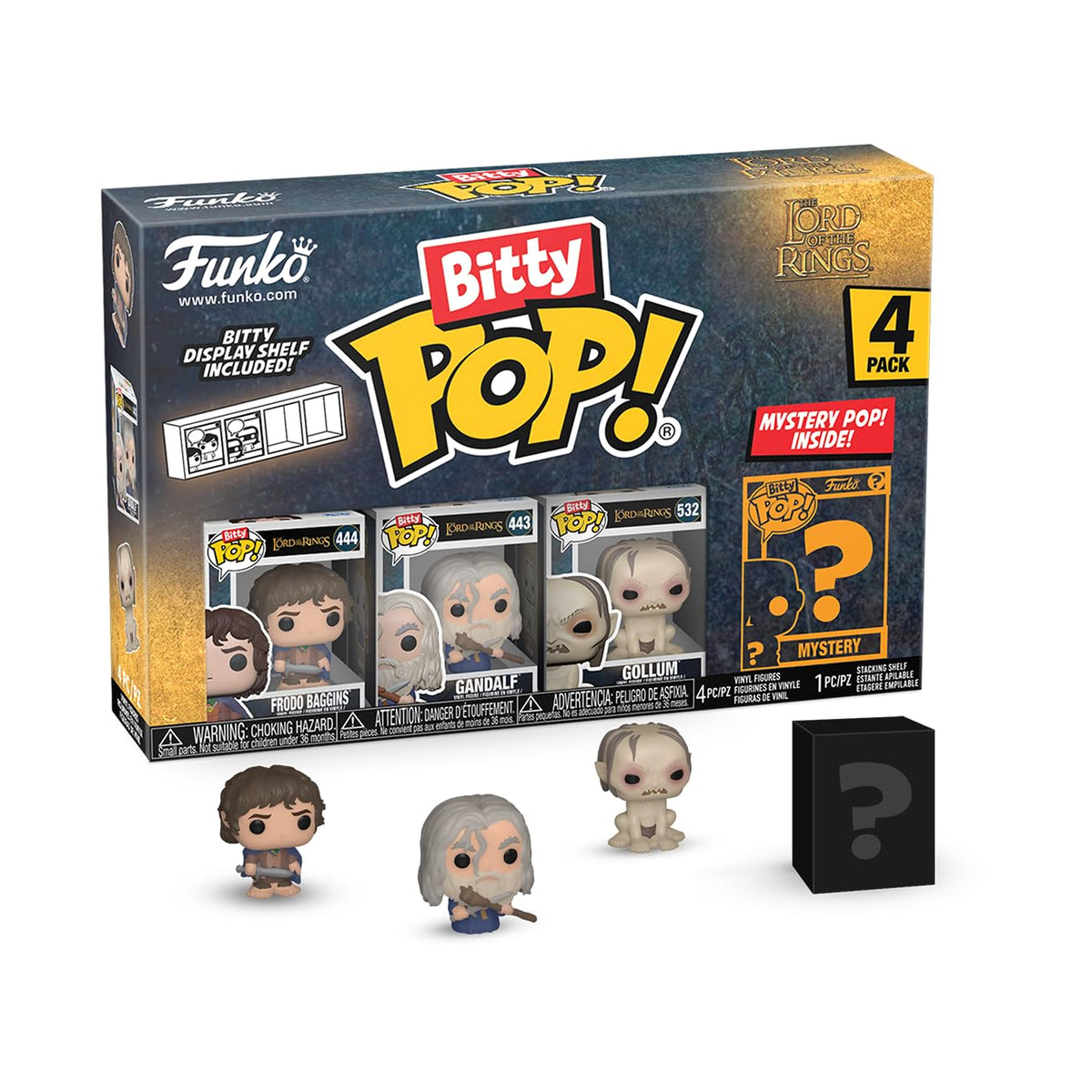 Funko Bitty Pop!: Lord of The Rings Mini Collectible Toys 4-Pack - Frodo Baggins, Gandalf, Gollum, & Mystery Chase Figure (Styles May Vary)