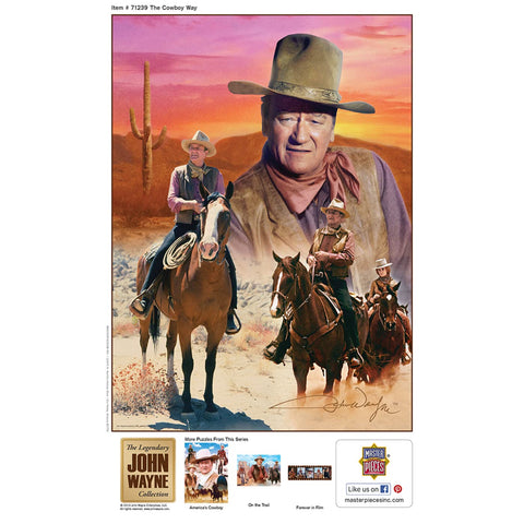 Masterpieces 1000 Piece John Wayne Jigsaw Puzzle for Adults, Family, Or Kids - The Cowboy Way - 19.25"x26.75"