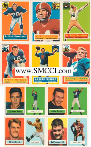 1994 Topps Archives Football 1956 and 1957 Reprint Complete Mint Hand Collated Set. Loaded with Stars and Hall of Famers Including Reprints of Paul Hornung, Johnny Unitas and Bart Starr's Rookie Card and Many Others!