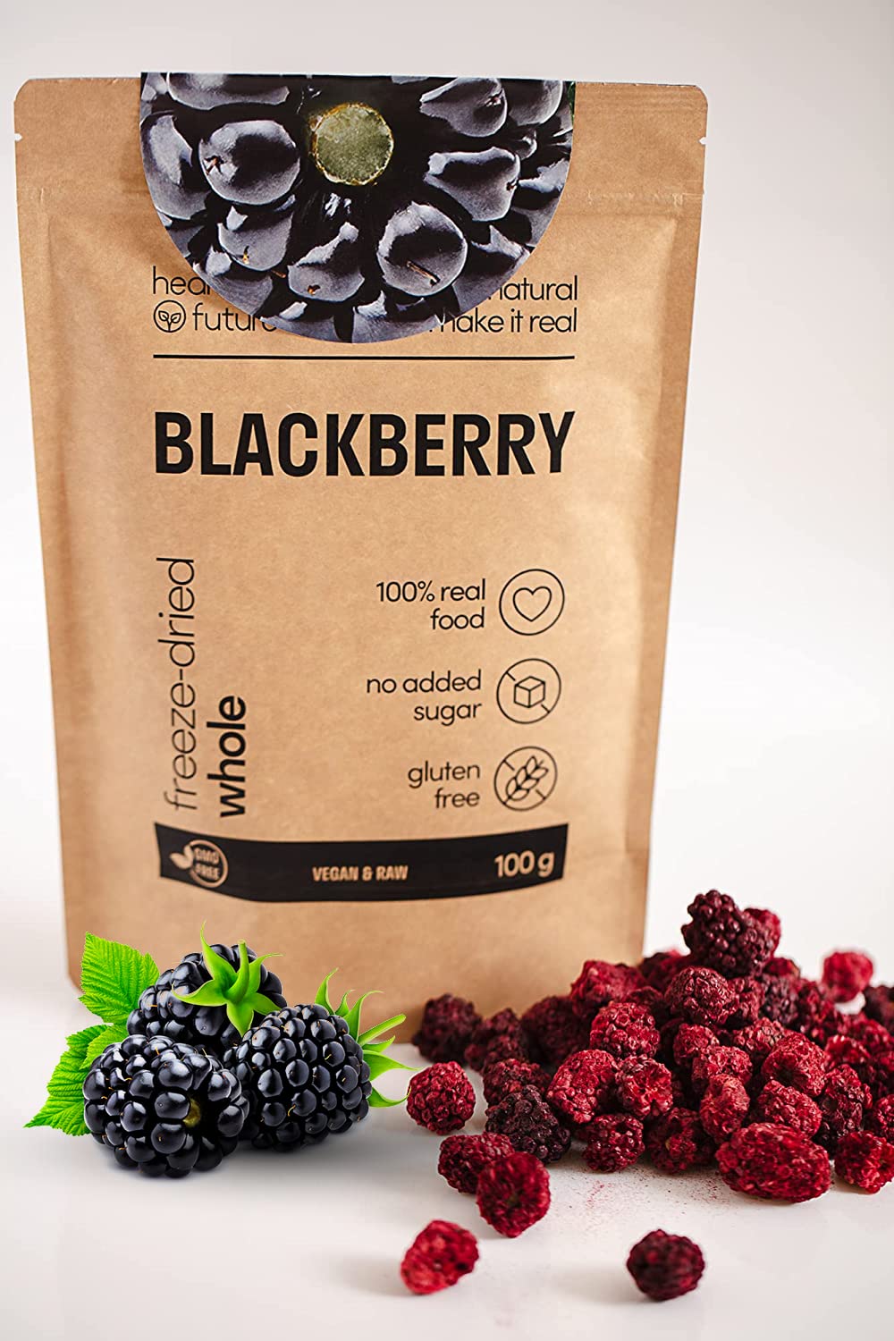 Healthy Future Freeze Dried Blackberry 100% Natural, Gluten free, No added sugar, No preservatives, Healthy fruit snack (100g)