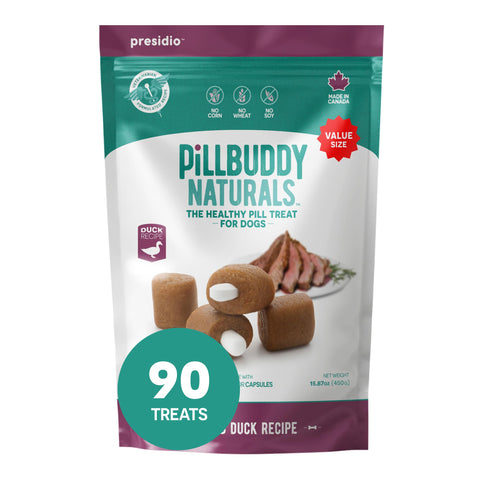 Presidio Pill Buddy Naturals - Duck Recipe Pill Hiding Treats for Dogs - Make A Perfect Pill Concealing Pocket Or Pouch for Any Size Medication - 90 Servings